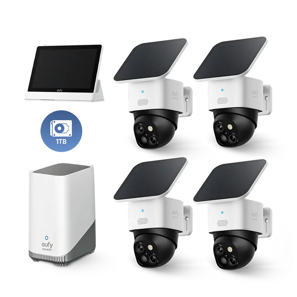 SoloCam S340 (4-Cam Pack) + HomeBase S380+ 1 TB Hard Drive+Smart Display E10