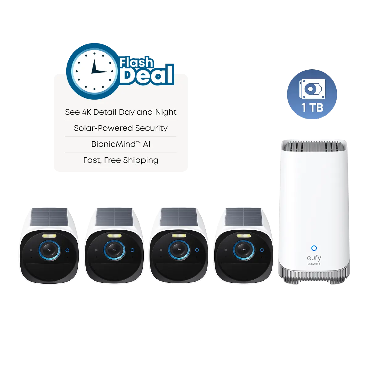 eufyCam S330 (eufyCam 3) 4-Cam Kit + 1 TB Hard Drive