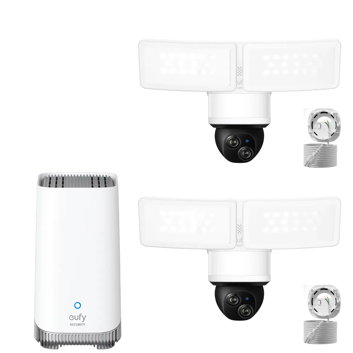 eufy Floodlight Camera E340 with AC Cable (2-Cam Kit) + eufy Homebase 3