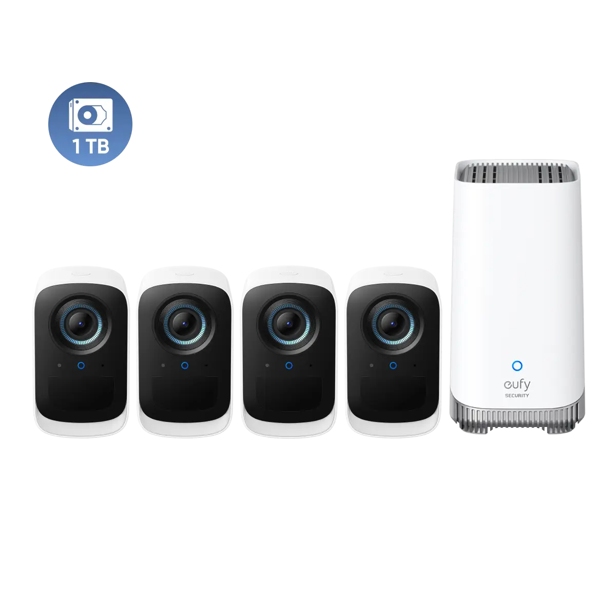 eufyCam S300 (eufyCam 3C) 4-Cam Kit + 1 TB Hard Drive