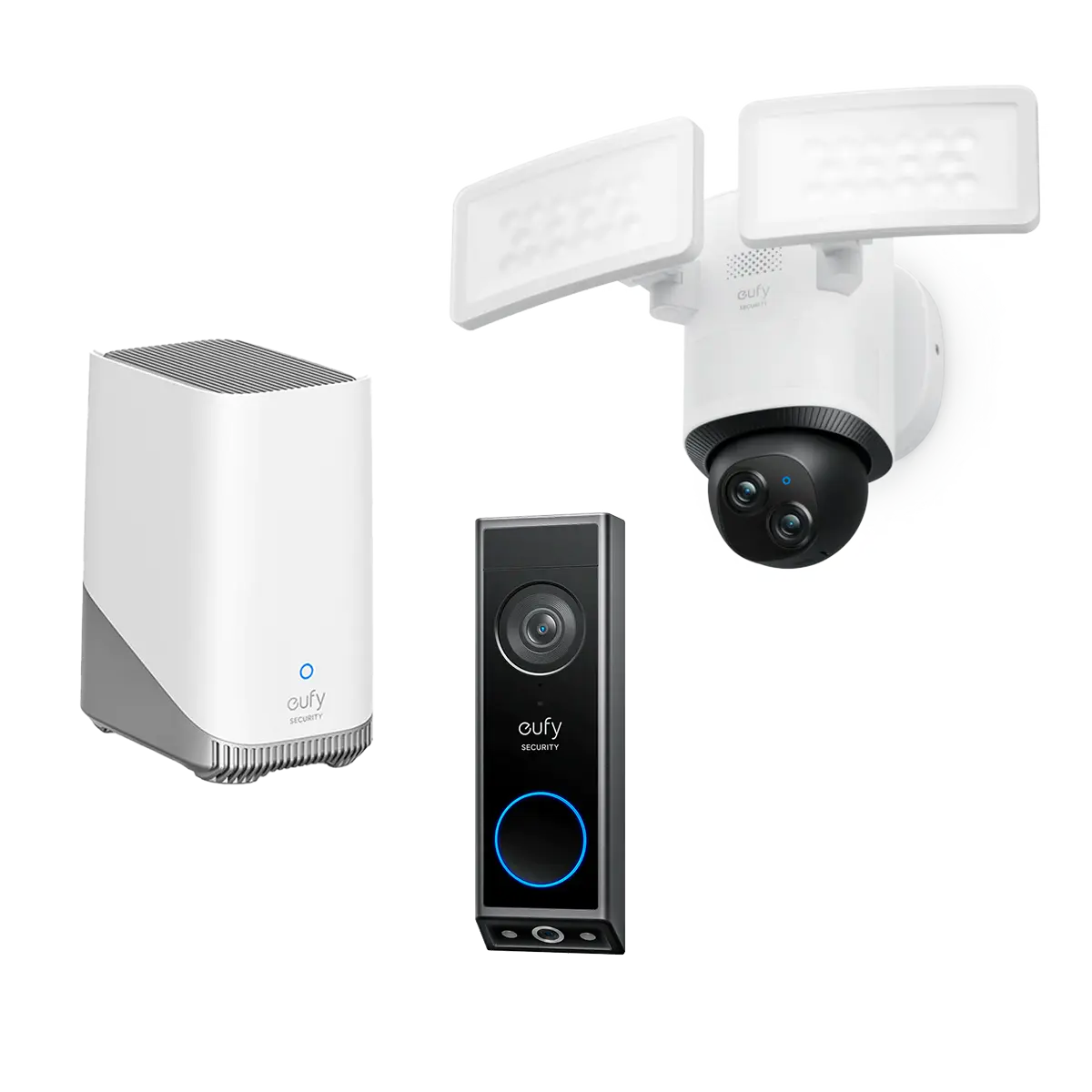 Video Doorbell E340 + Floodlight Camera E340 + eufy Homebase 3
